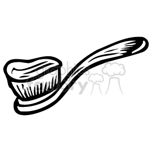 The image depicts a black and white clipart of a toothbrush with toothpaste on it. The toothbrush has a classic design with a curved handle and bristles on the brush head, which is topped with a swirl of toothpaste.