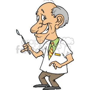 Friendly Elderly Dentist Cartoon - Dental Profession