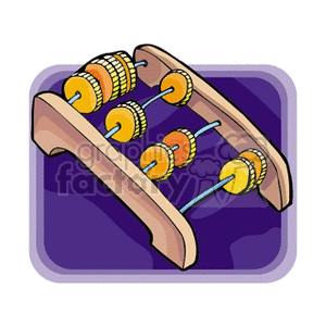 A digital clipart image of an abacus with colorful beads on a blue background.