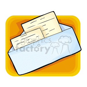 Clipart image of an open envelope with two letters inside - possibly checks from wages