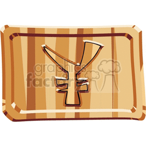 A clipart image of a gold block with a carved yen currency symbol.