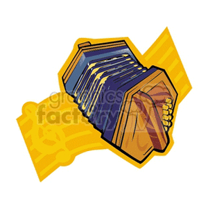 Illustration of an accordion with a musical note background.