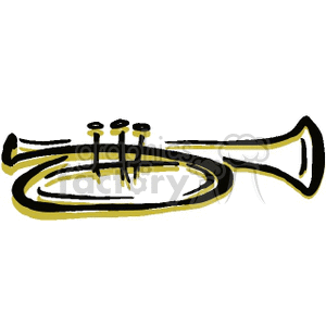 Clipart image of a trumpet in a stylized, artistic design.