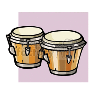 Illustration of a pair of bongo drums, a percussion instrument commonly used in various music genres.