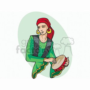 Woman Playing Tambourine