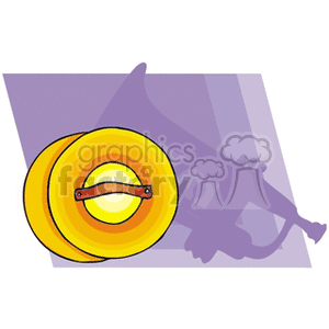 Clipart image featuring a pair of cymbals and a silhouette of a trumpet.