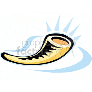 A clipart image of a horn, resembling a traditional clarion, with stylized rays and curves.