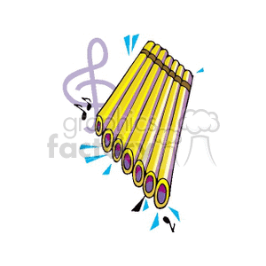 Clipart image of a pan flute with a treble clef symbol.