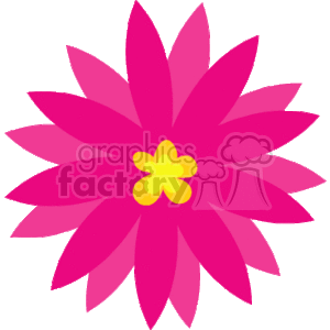 The image features a stylized, clipart illustration of a pink flower with multiple layers of petals. The center of the flower is a distinct, smaller yellow flower, implying the inner part of the larger bloom.