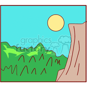 Nature with Mountains and Sun