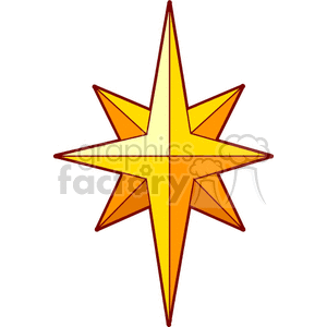 A bright yellow and orange stylized North Star clipart with multiple points.