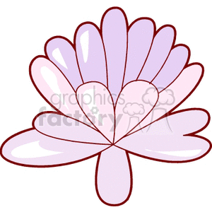 A stylized clipart image of a flower with pink and light purple petals.