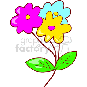 Vibrant Cartoon Flower with Leaves