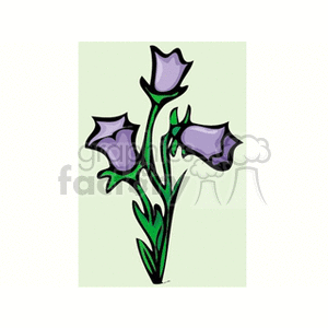 Clipart of stylized purple flowers with green stems on a light background.