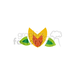 The clipart image features a stylized flower with yellow and orange petals and green leaves. It has a simple and flat design commonly used in digital media.