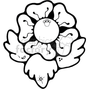 A playful clipart image of a stylized flower with a smiley face in the center, surrounded by petals having various facial expressions.