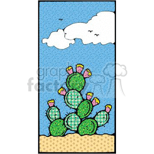 Cartoon Cactus in Desert