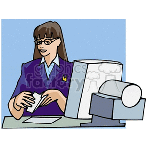 Businesswoman Organizing Papers at Office Desk