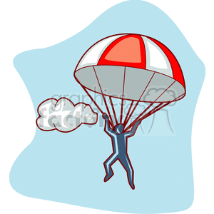 Parachuting with Cloud and Blue Sky