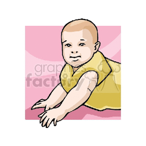 Crawling Baby on Pink Background