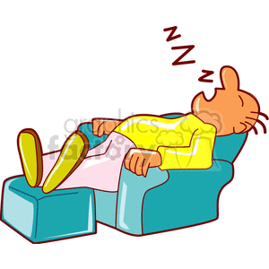 Cartoon Person Sleeping on Armchair