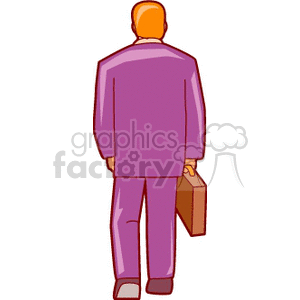 Clipart image of a man in a business suit walking with a briefcase.