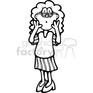   The clipart image depicts a cartoon-style drawing of a woman with a country look. She appears surprised or worried, with her hands raised to her cheeks and her mouth open in a shocked expression. She