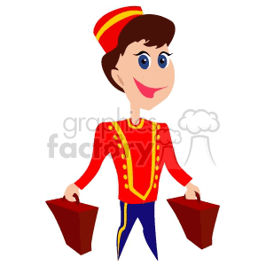 Cheerful Hotel Bellhop Cartoon Character