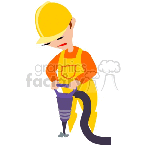 Construction Worker Using Jackhammer