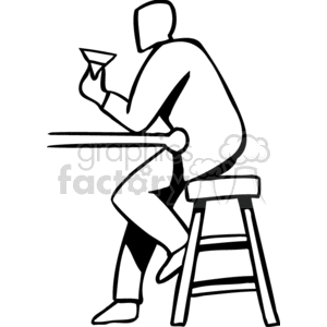 A Man Sitting at a Bar Drinking By Himself
