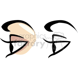 Stylized side view illustration of human eyes with bold lines and makeup details.