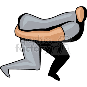 A person bending over awkwardly depicted in a humorous, stylized clipart manner.