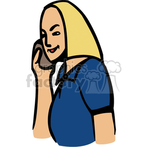 A Blonde Woman Smiling While talking on the Phone