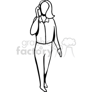 Woman Talking on Phone - Outline