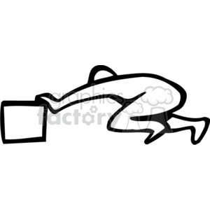 A stylized line drawing of a person pushing a box.