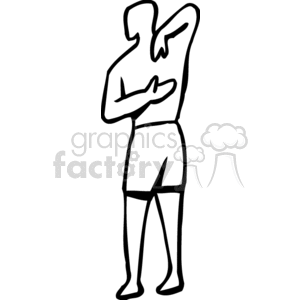 Line Art of Person Stretching Arm Behind Head