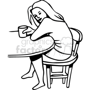 The girl sits on a chair and is engaged in physical therapy. Vector format,  imitation of freehand drawing Stock Vector by ©BolotovaTatyana 269639590