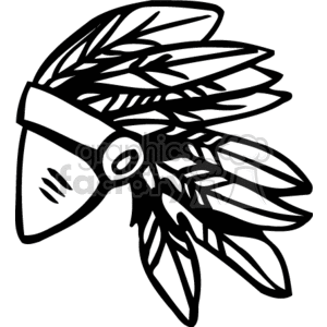 Black and white line art of a Native American chief feather headdress.