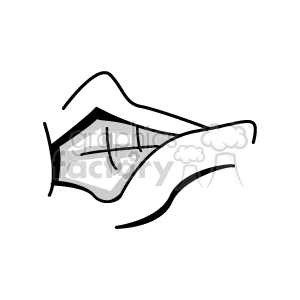 Black and white clipart of an open mouth with visible teeth and lips outlined with smooth lines.