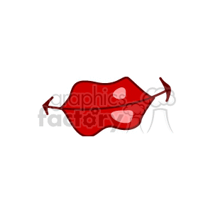 Clipart image of red lips with a playful appearance and arrows on each side.