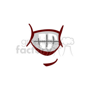 Clipart image of a grinning mouth with teeth and braces, stylized in cartoon form.