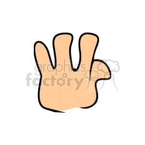 Cartoon Hand with Five Fingers