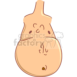 A cartoon illustration of a human belly with simple facial features.