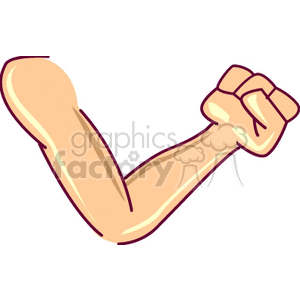 Clipart of a flexed human arm with a closed fist.