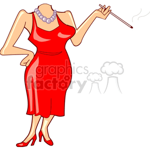 Woman in Red Dress Smoking