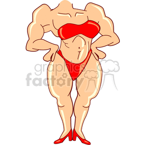 Muscular Woman in Red Bikini