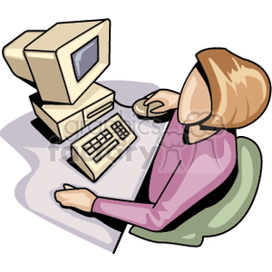 Woman Using Desktop Computer