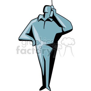 Stylized illustration of a person talking on a phone.