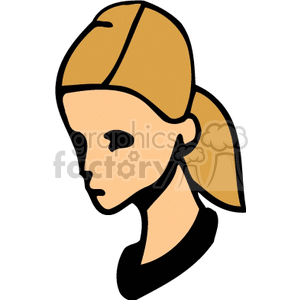 Clipart image of a woman's face in profile with a ponytail and minimalistic features.