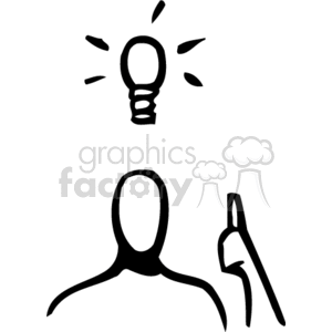 A simple line art of a person with an idea, symbolized by a light bulb above their head.